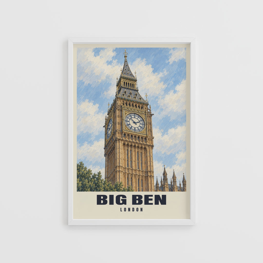 Vintage Big Ben Poster, London Wall Art, England Print