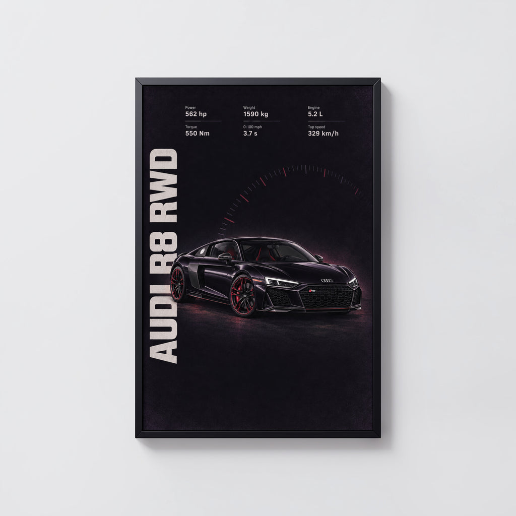 Vintage Audi R8 Print, Car Poster, Supercar Wall Art