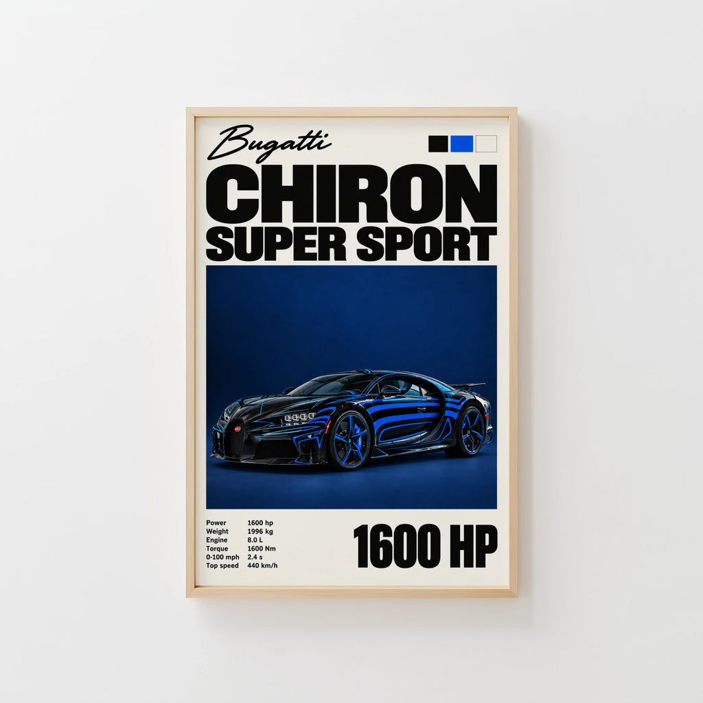 Vintage Bugatti Chiron Super Sport Print, Car Poster