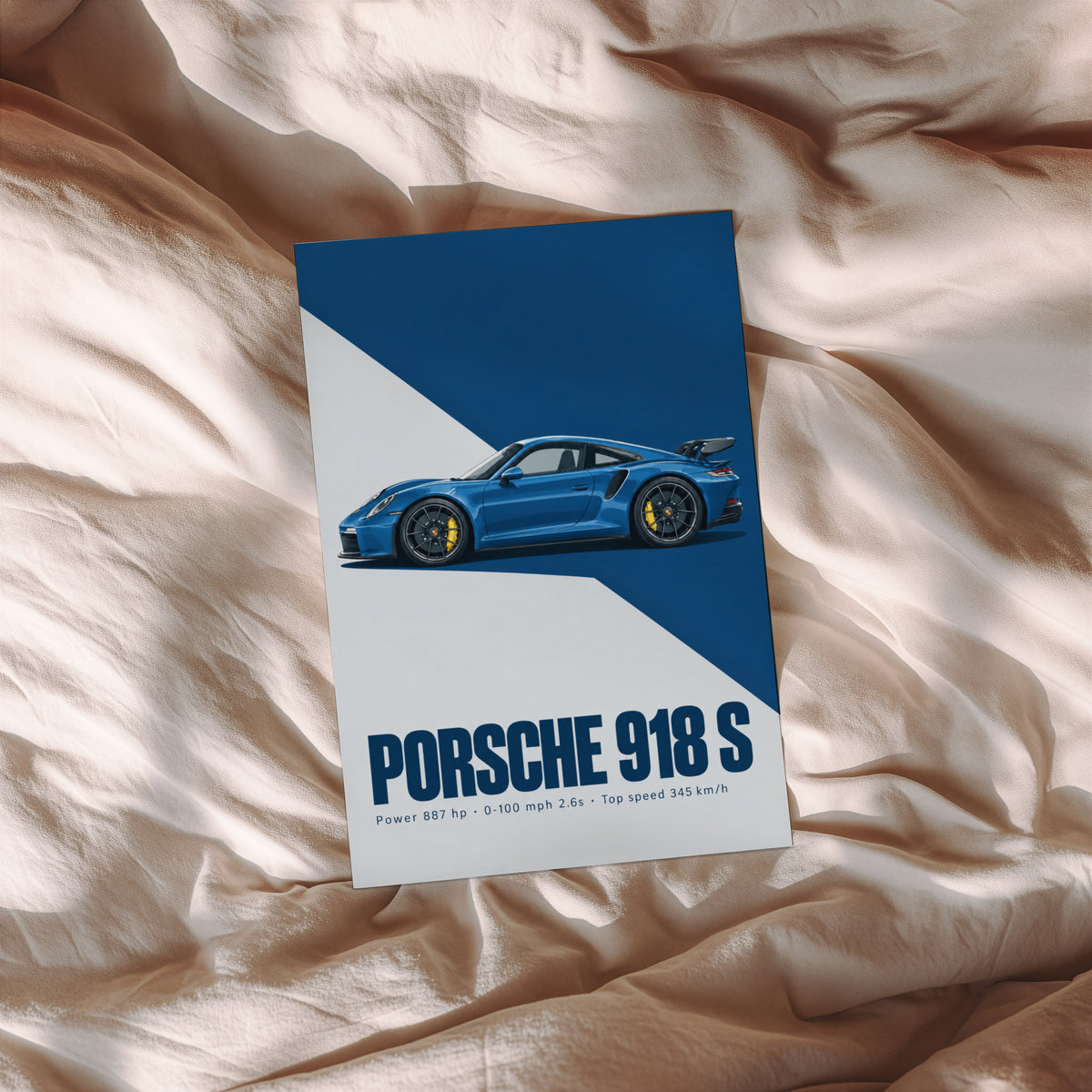 Vintage Porsche 918 S Print, Blue Car Wall Art