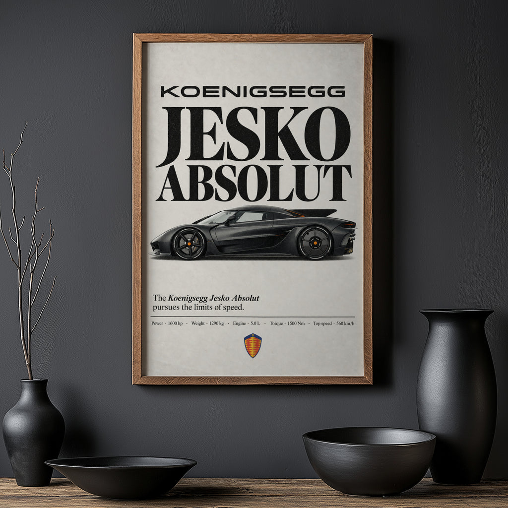 Vintage Koenigsegg Jesko Absolut Print, Car Wall Art
