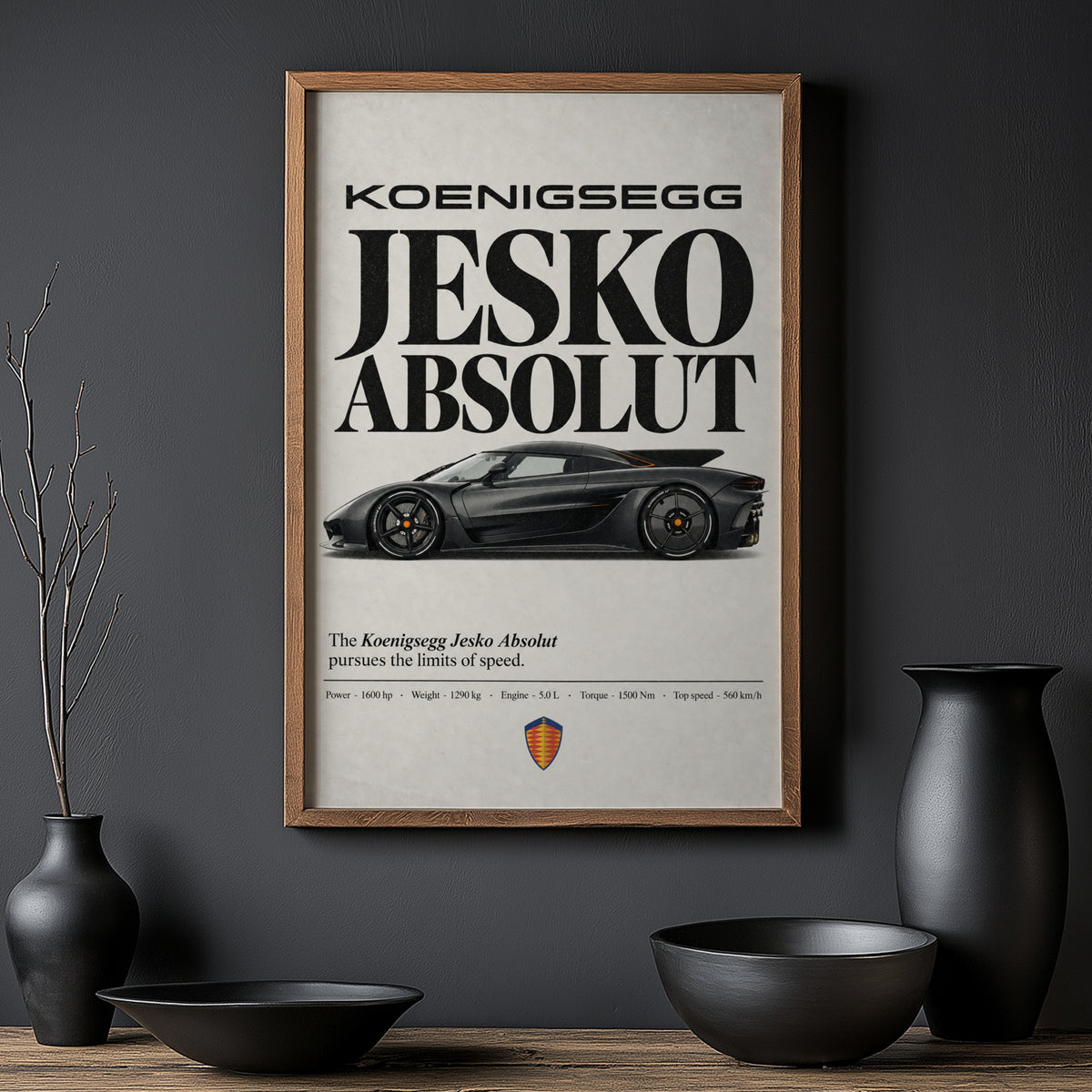 Vintage Koenigsegg Jesko Absolut Print, Car Wall Art
