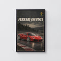 Vintage Ferrari 488 Pista Print, Supercar Wall Art