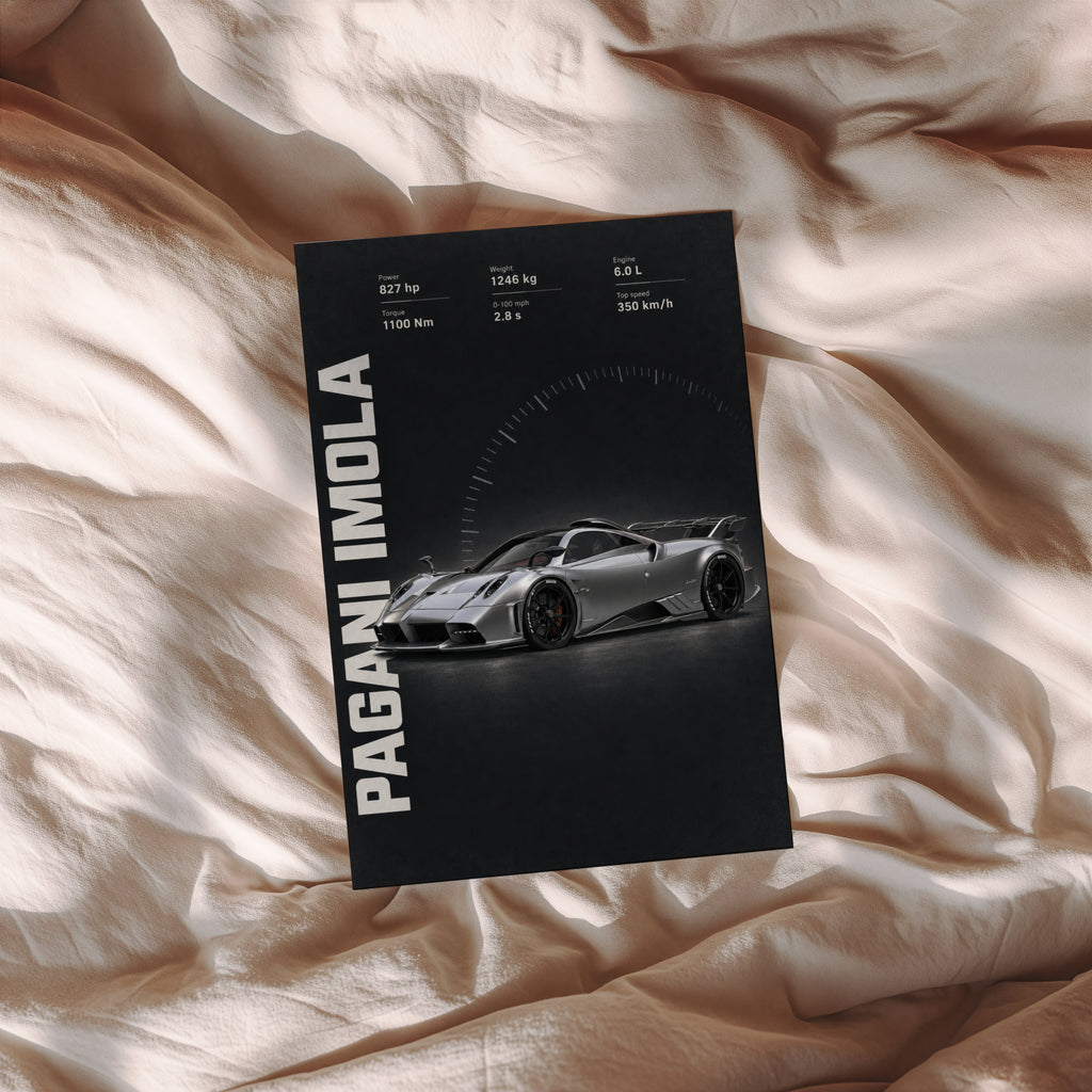 Vintage Pagani Imola Print, Supercar Wall Art