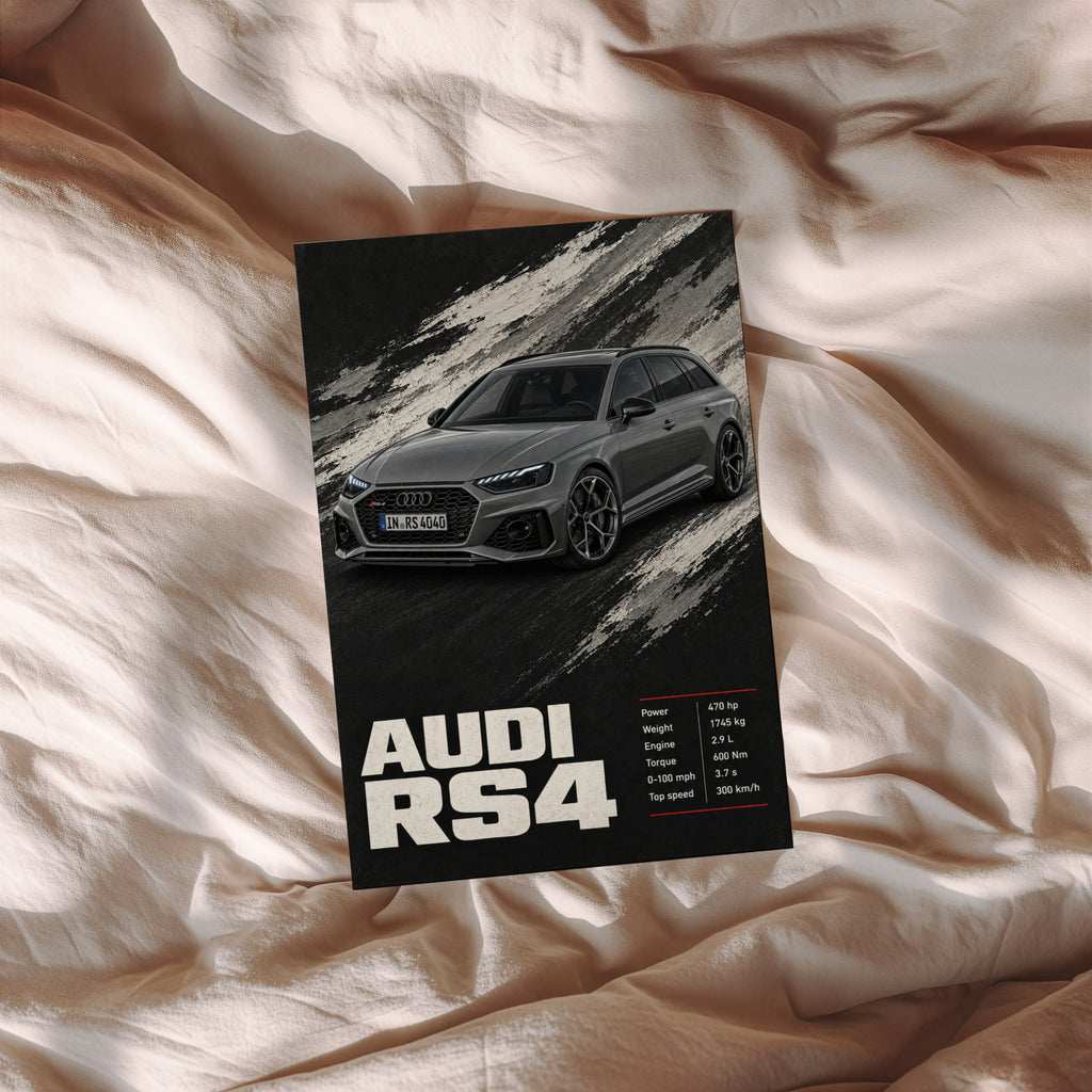 Vintage Audi RS4 Avant Print, Car Wall Art