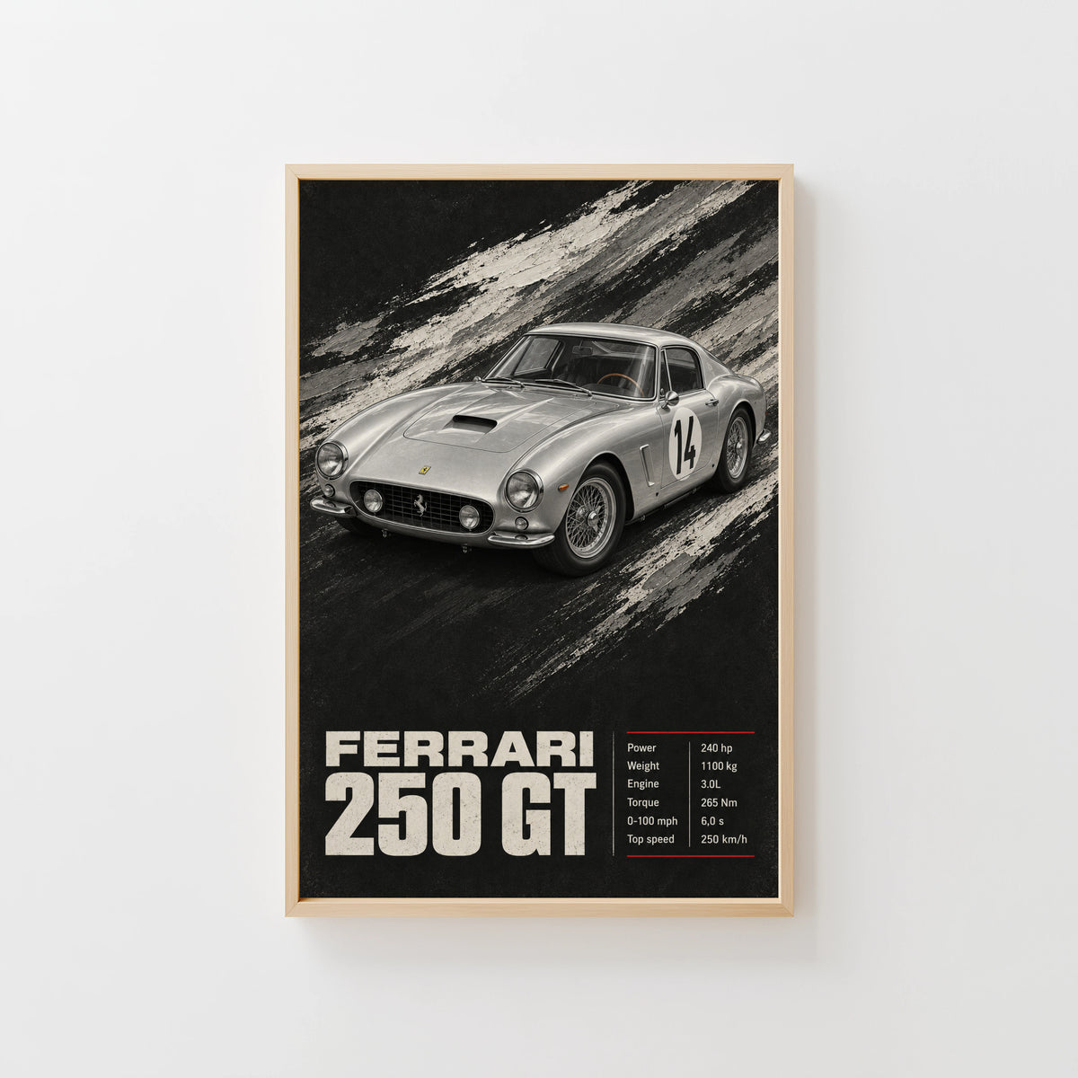 Vintage Ferrari 250 GT Print, Car Wall Art