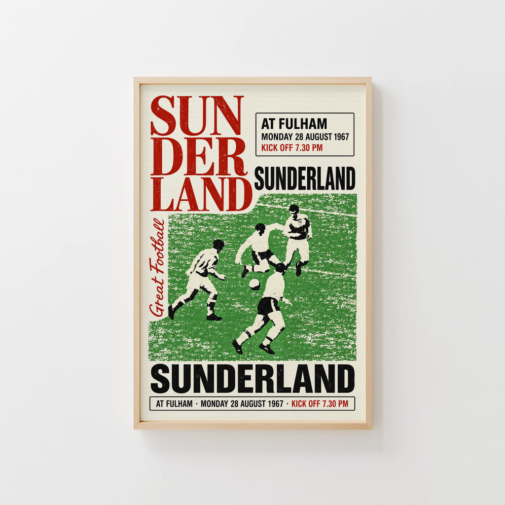 Vintage Sunderland Football Poster, Fulham 1967 Print