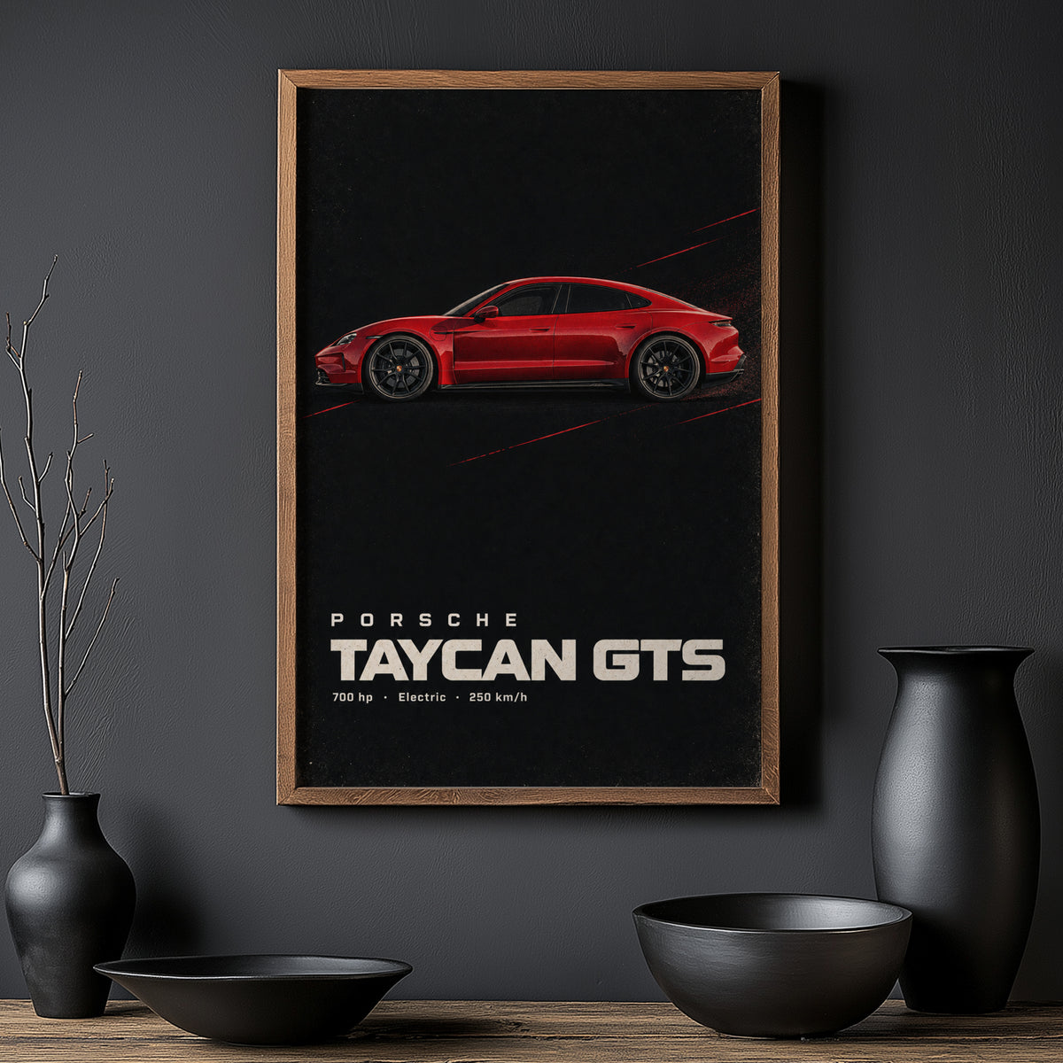 Vintage Porsche Taycan GTS Print, Car Poster, Wall Art