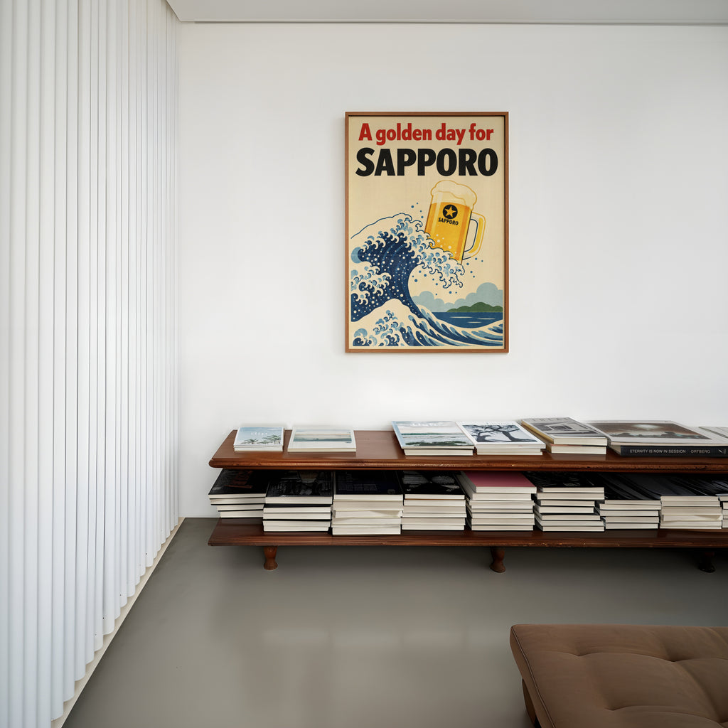 Vintage Sapporo Beer Print, Japanese Wave Poster