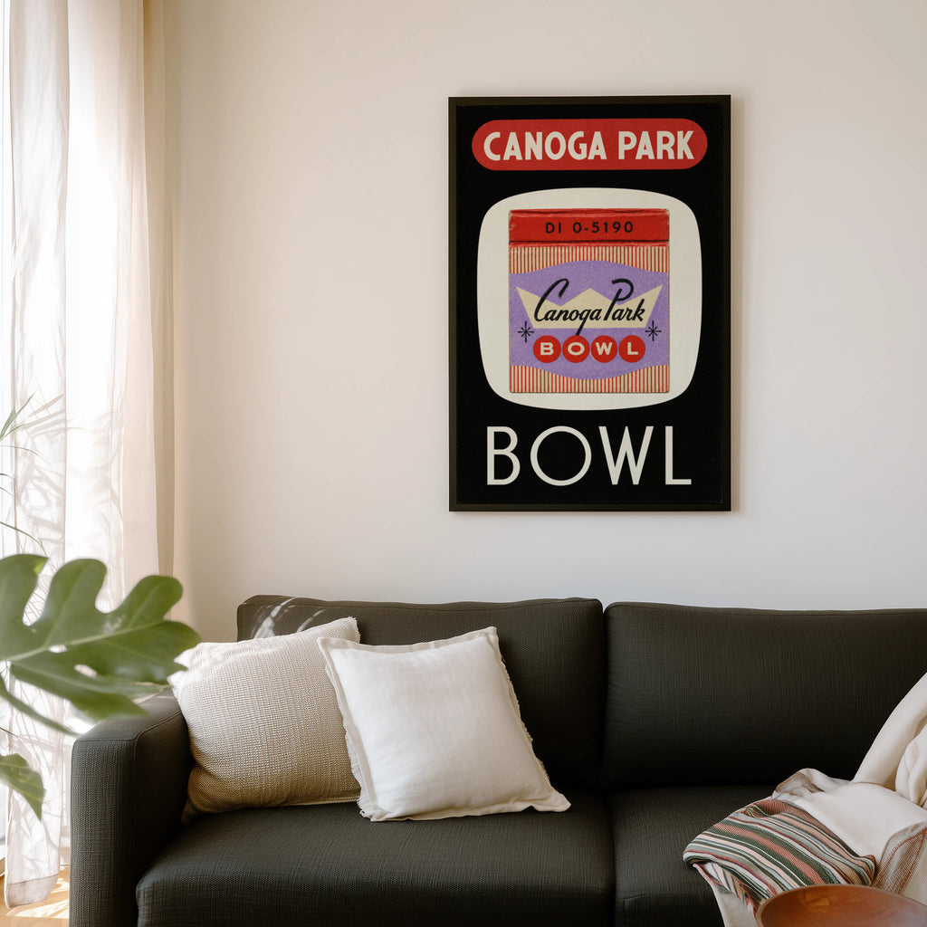 Vintage Bowling Alley Poster, Matchbook Wall Art Print