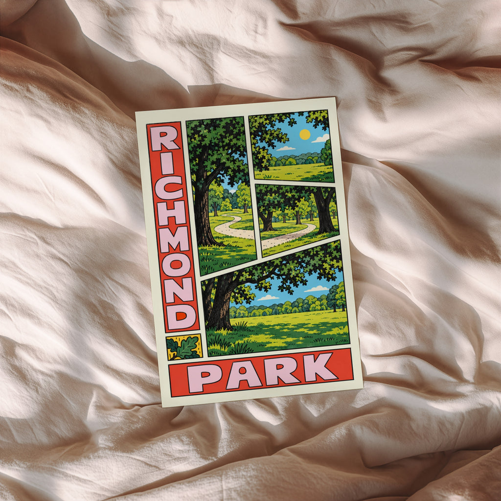 Vintage Richmond Park Poster, London Wall Art Print