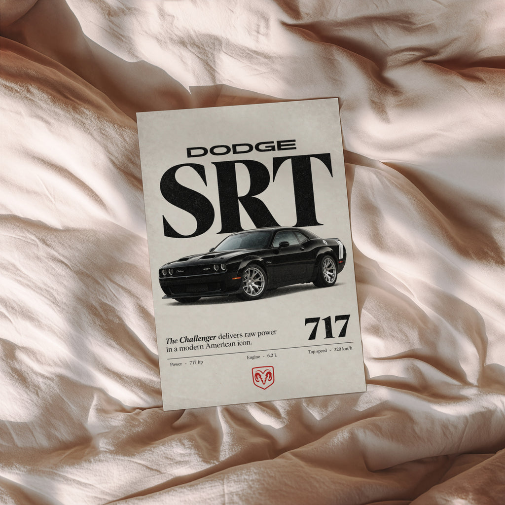 Vintage Dodge Challenger SRT Print, Muscle Car
