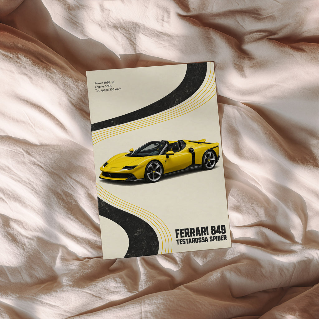 Vintage Ferrari Testarossa Spider Print, Car Art
