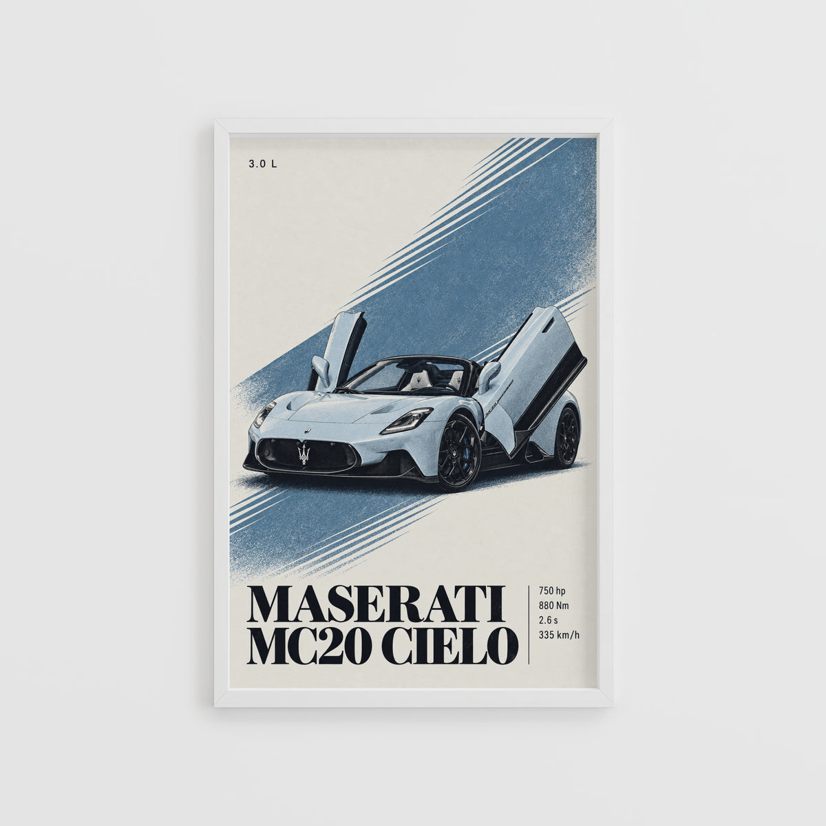 Vintage Maserati MC20 Cielo Car Print, Wall Art