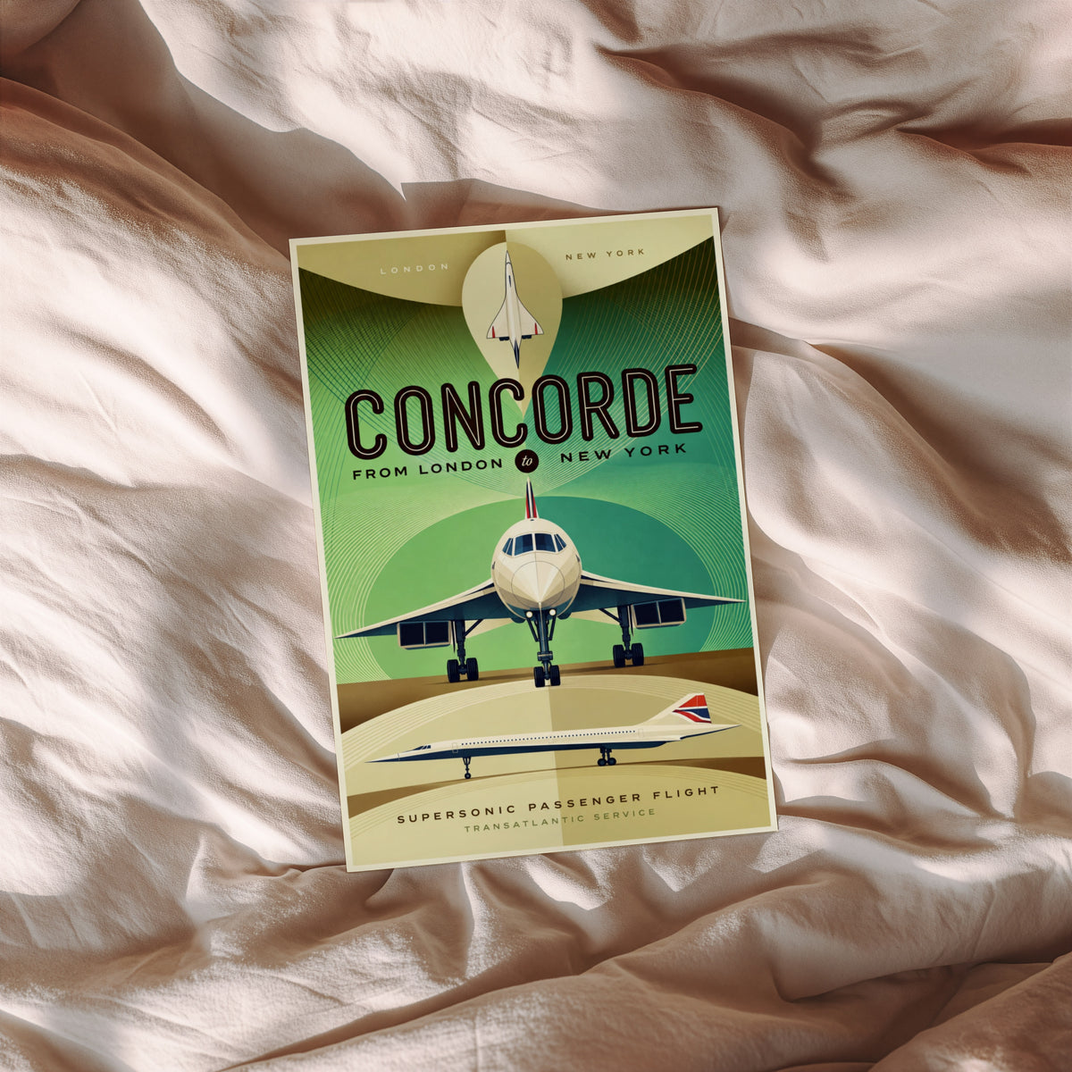 Vintage Concorde Poster, London New York Wall Art Print