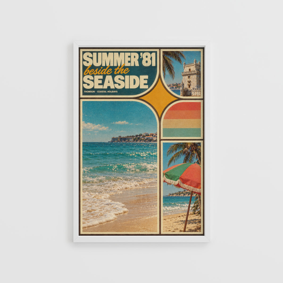 Vintage Seaside Holiday Poster, Beach Wall Art, Retro Print