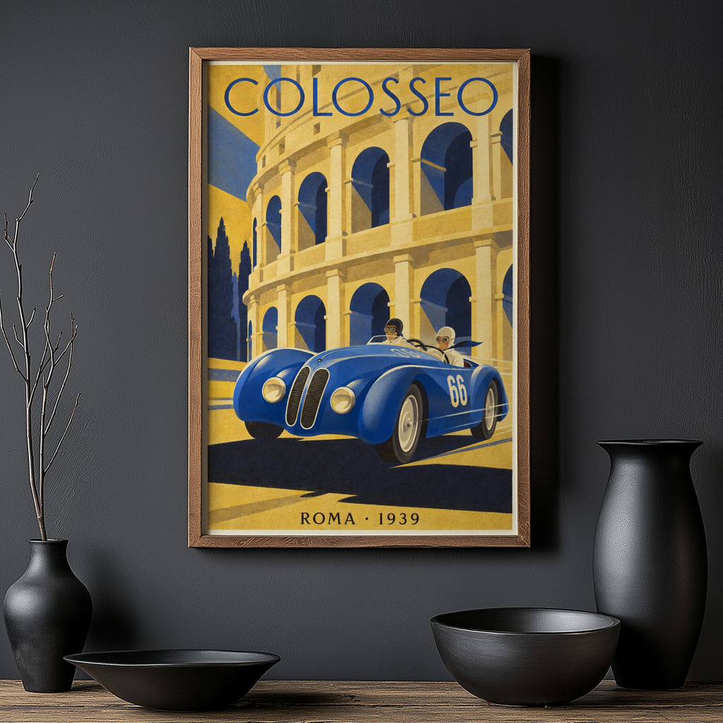 Vintage Colosseum Rome Poster, Art Deco Wall Art Print