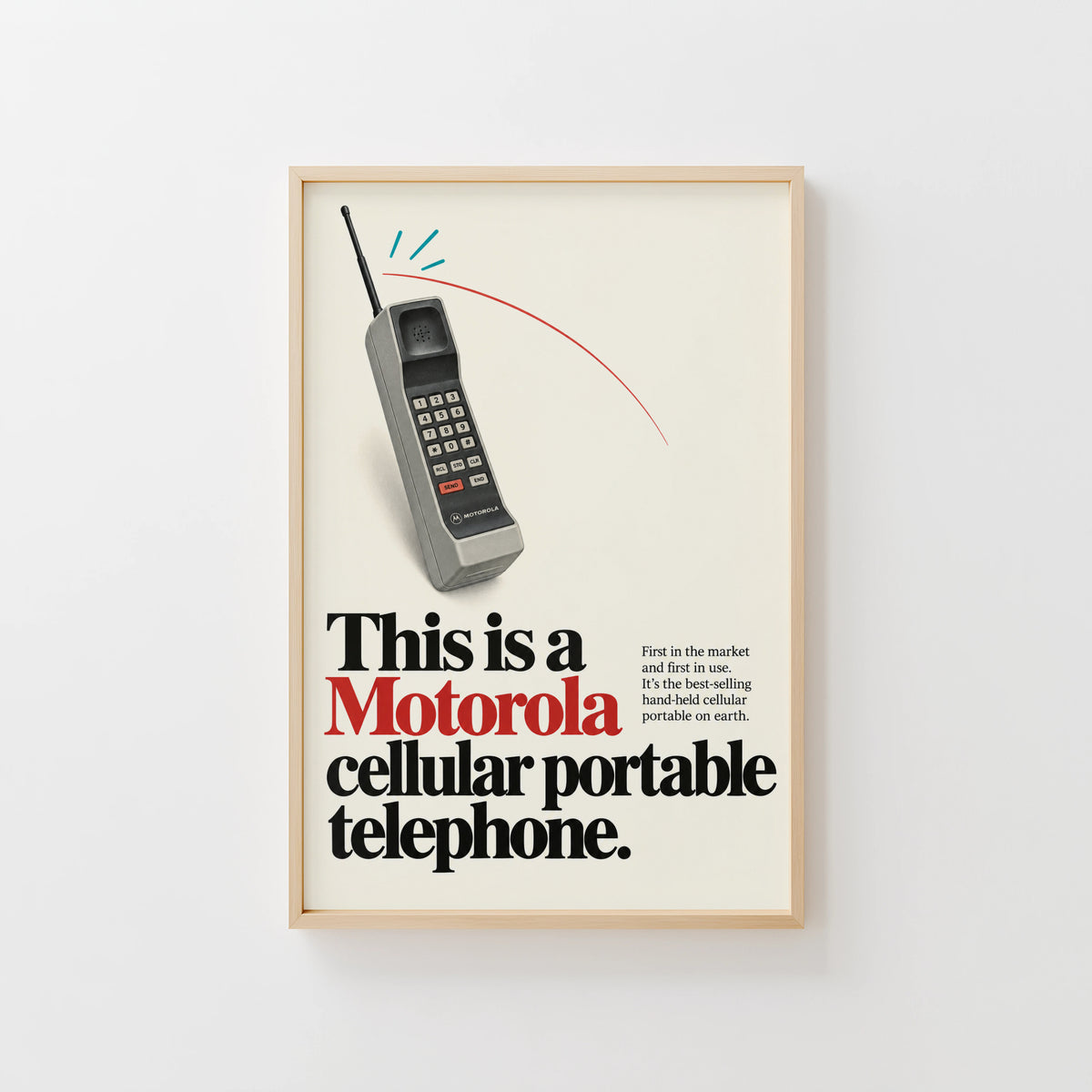 Vintage Motorola Phone Poster, Retro Tech Wall Art Print