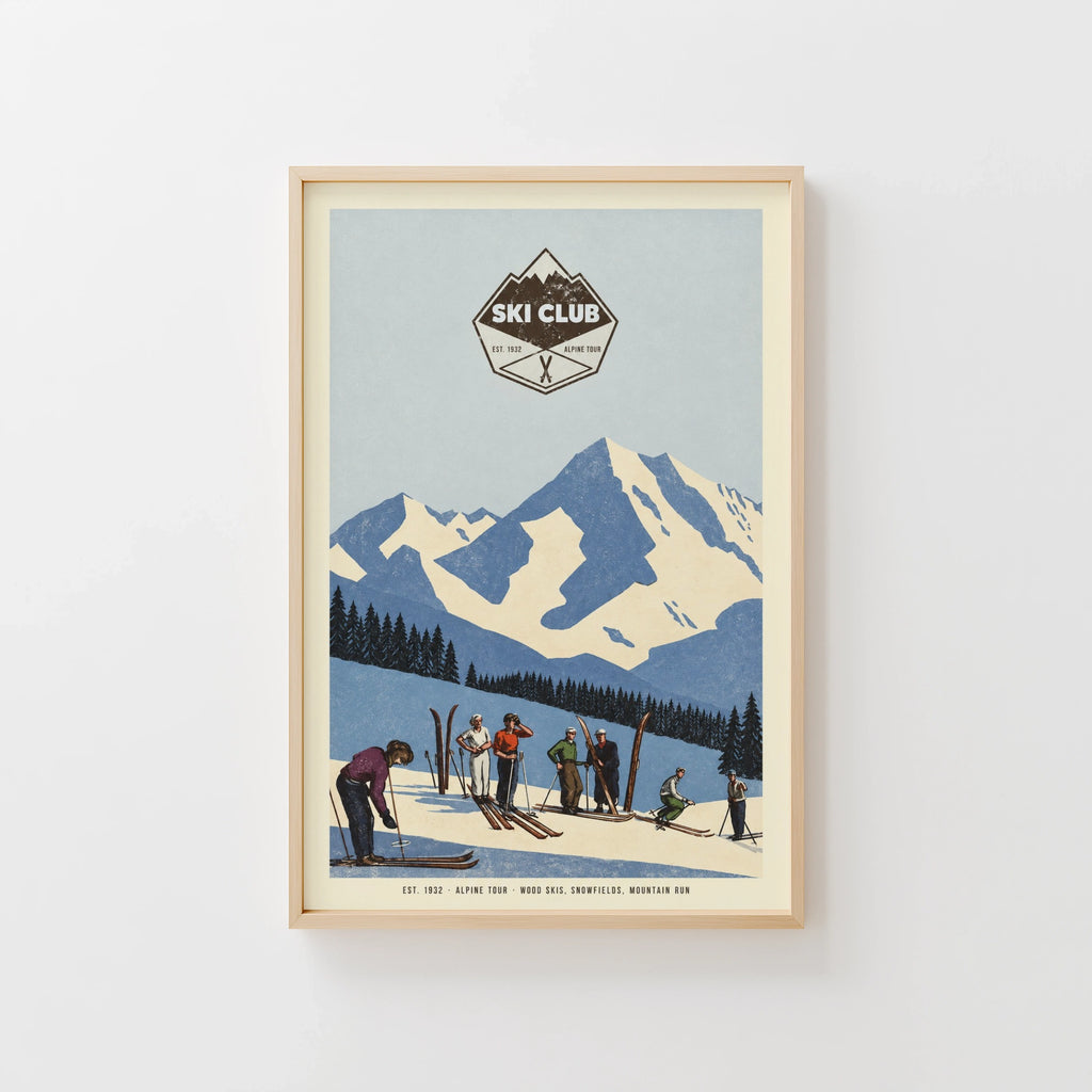 Vintage 1932 Ski Club Alpine Tour Print, Poster