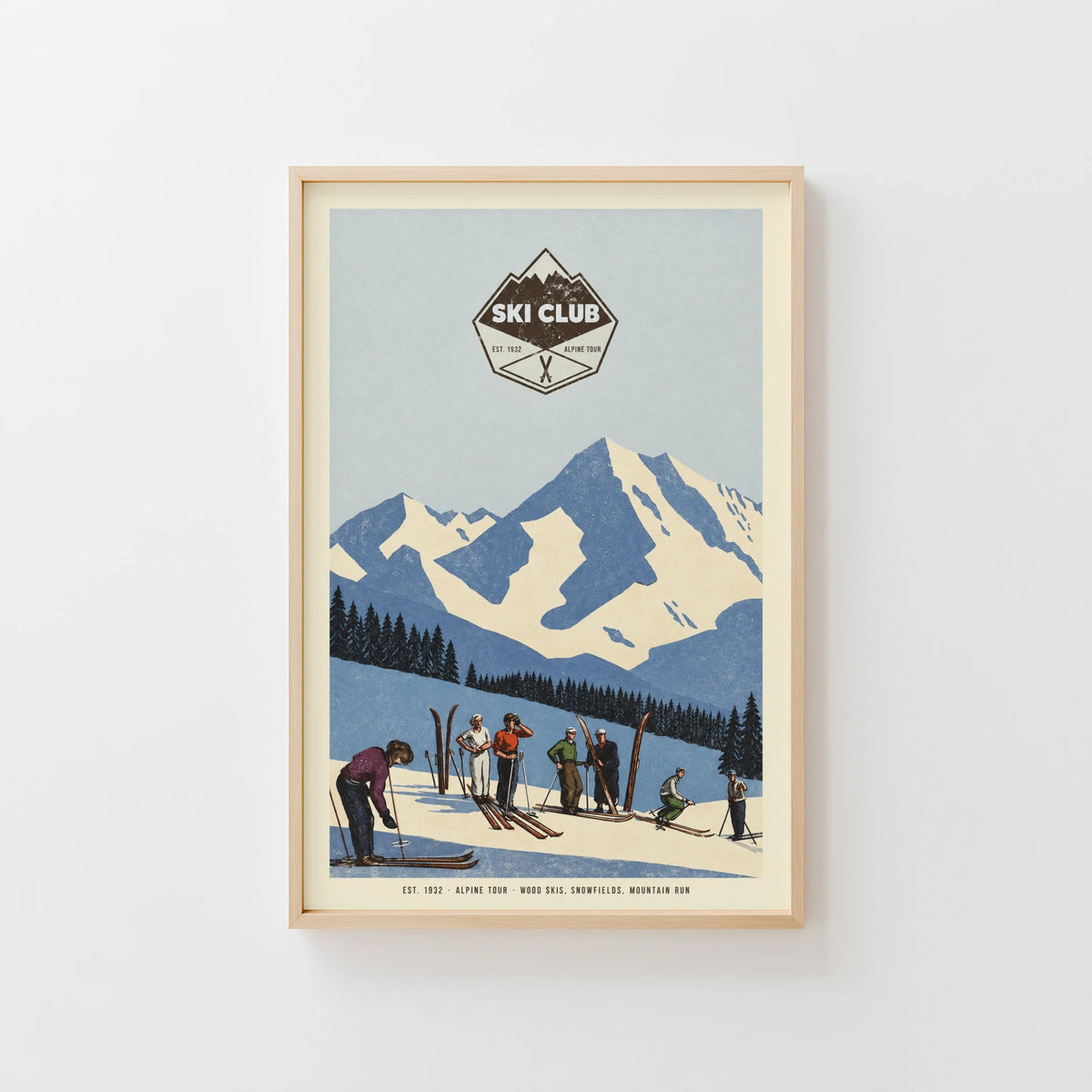 Vintage 1932 Ski Club Alpine Tour Print, Poster