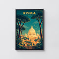 Vintage Rome Italy Poster, Art Deco Wall Art, Travel Print