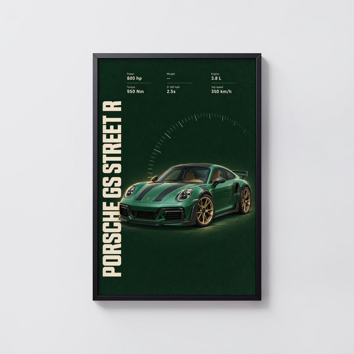 Vintage Porsche GS Street R Print, Green Car