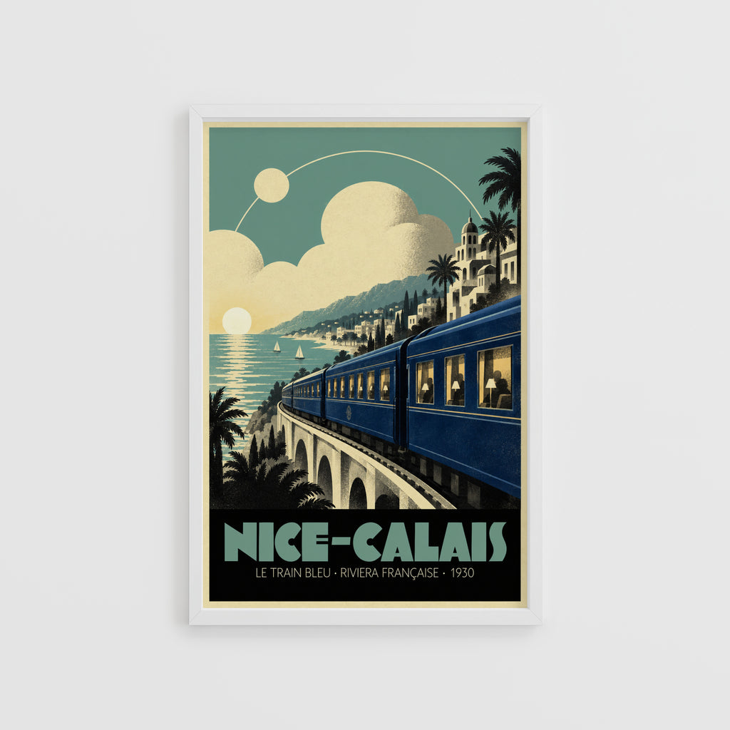 Vintage Le Train Bleu Print Poster, Riviera Wall Art