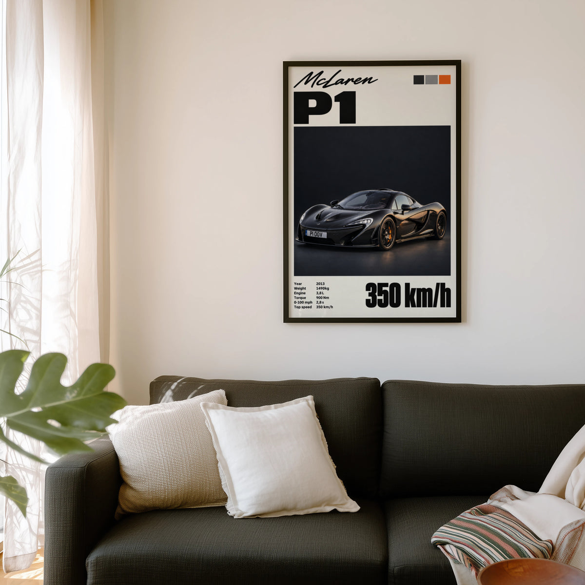 Vintage McLaren P1 Print, Supercar Wall Art