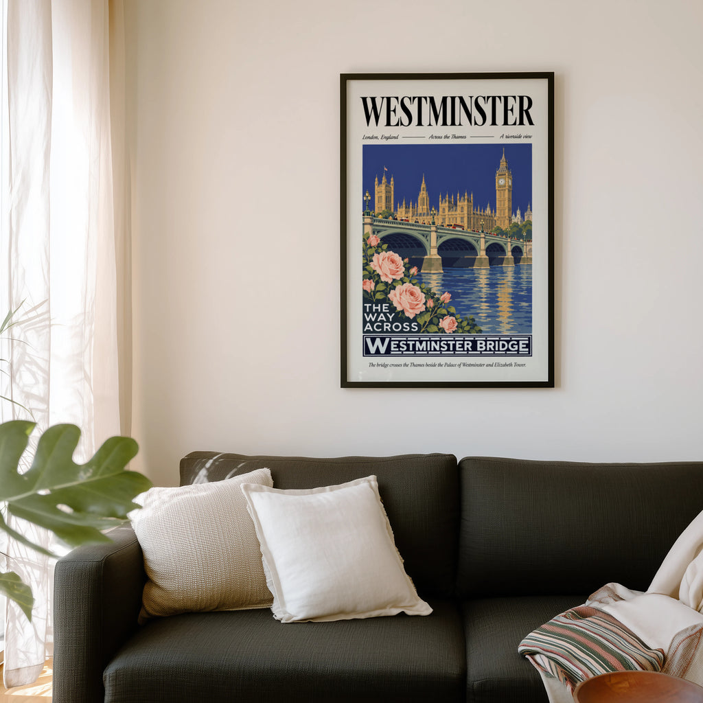 Vintage Westminster Bridge Poster, London Wall Art Print