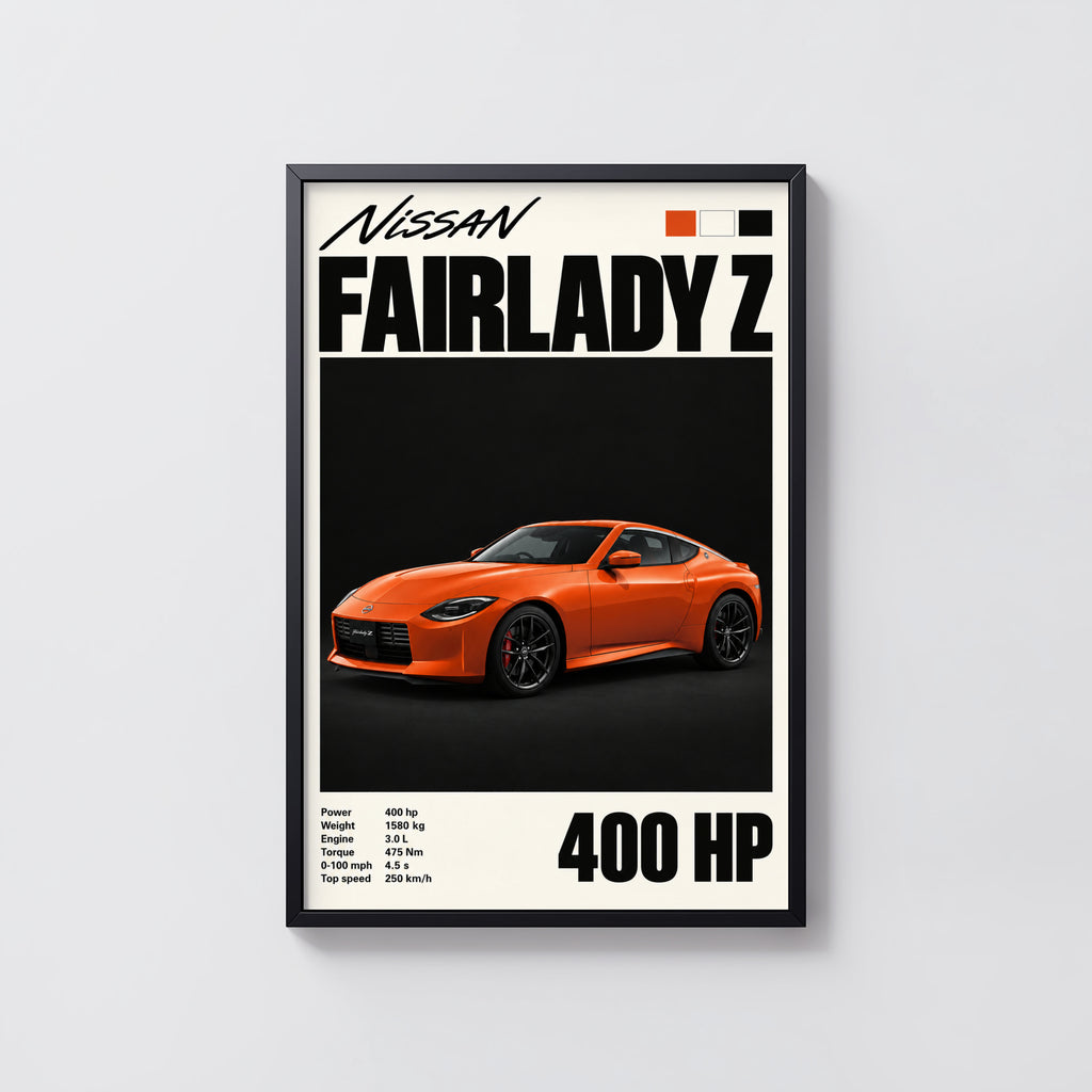 Vintage Nissan Fairlady Z Print, Orange Car Art