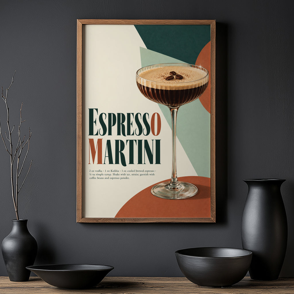 Vintage Espresso Martini Print Poster, Cocktail Art