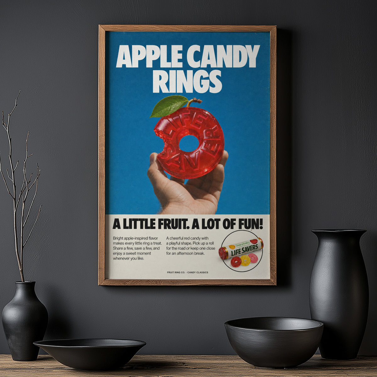 Vintage Apple Candy Poster, Retro Kitchen Wall Art Print