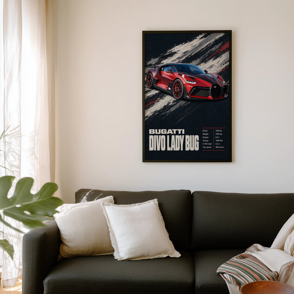 Vintage Bugatti Divo Print, Car Wall Art