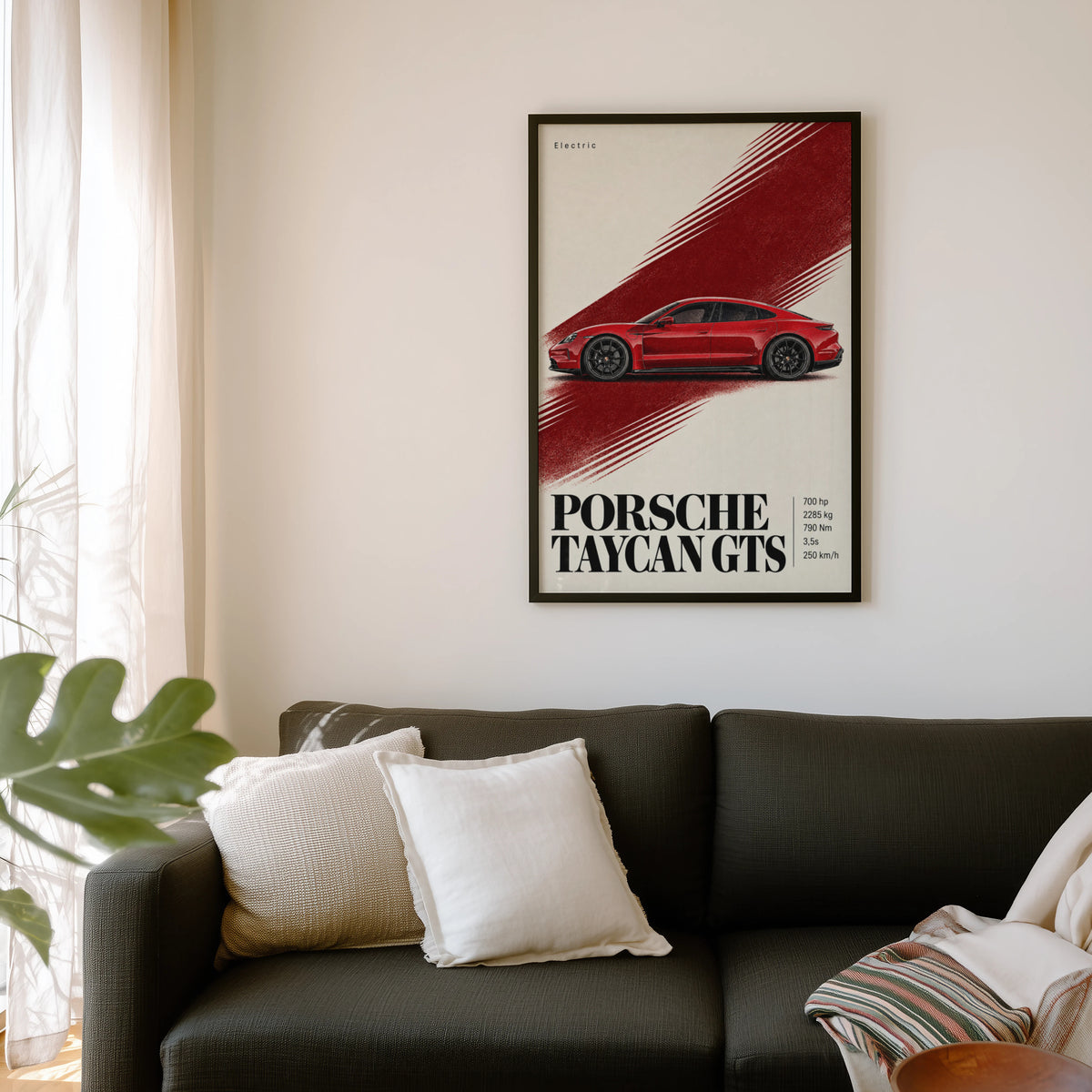 Vintage Porsche Taycan GTS Print, Car Poster, Wall Art