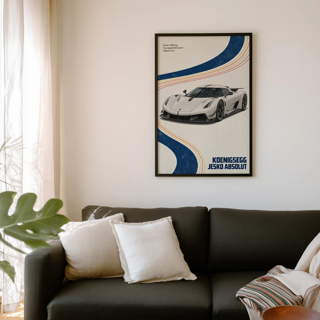 Vintage Koenigsegg Jesko Absolut Print, Car Art