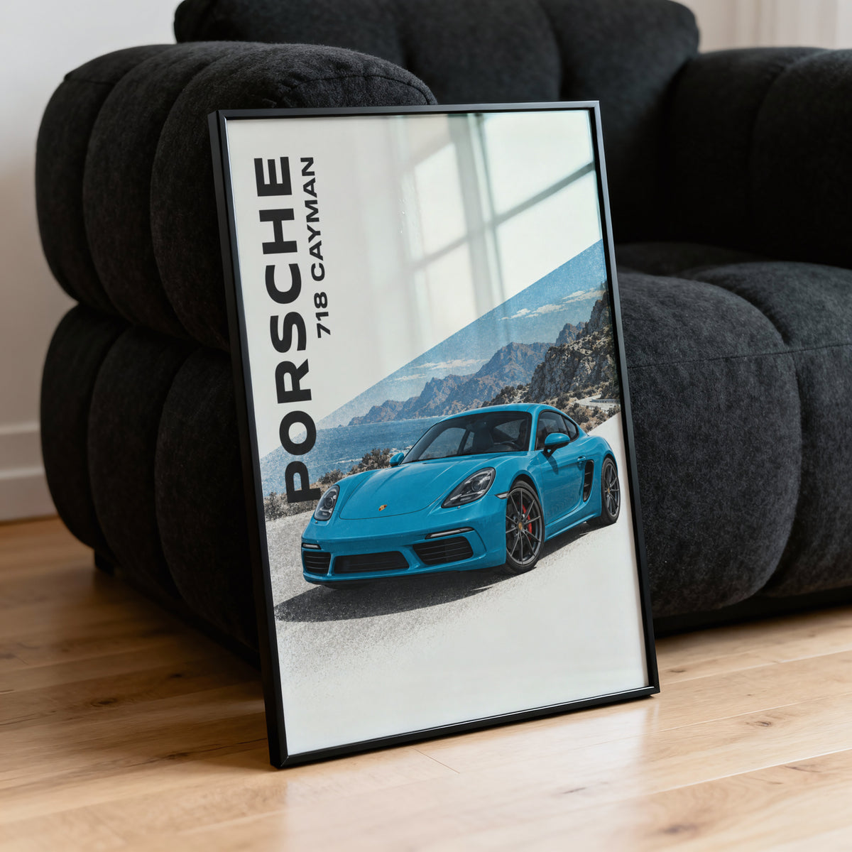Vintage Print, Porsche 718 Cayman Coastal Wall Art