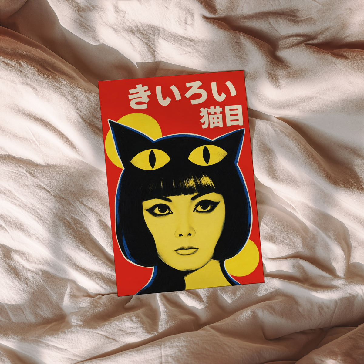 Vintage Japanese Cat Print, Retro Poster, Wall Art