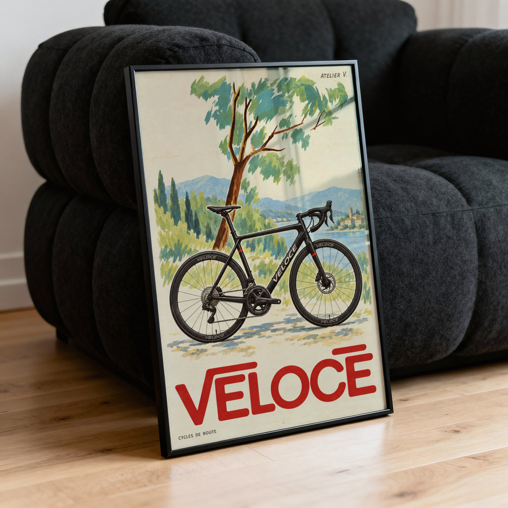 Vintage Cycling Poster, Road Bike Wall Art, Veloce Print