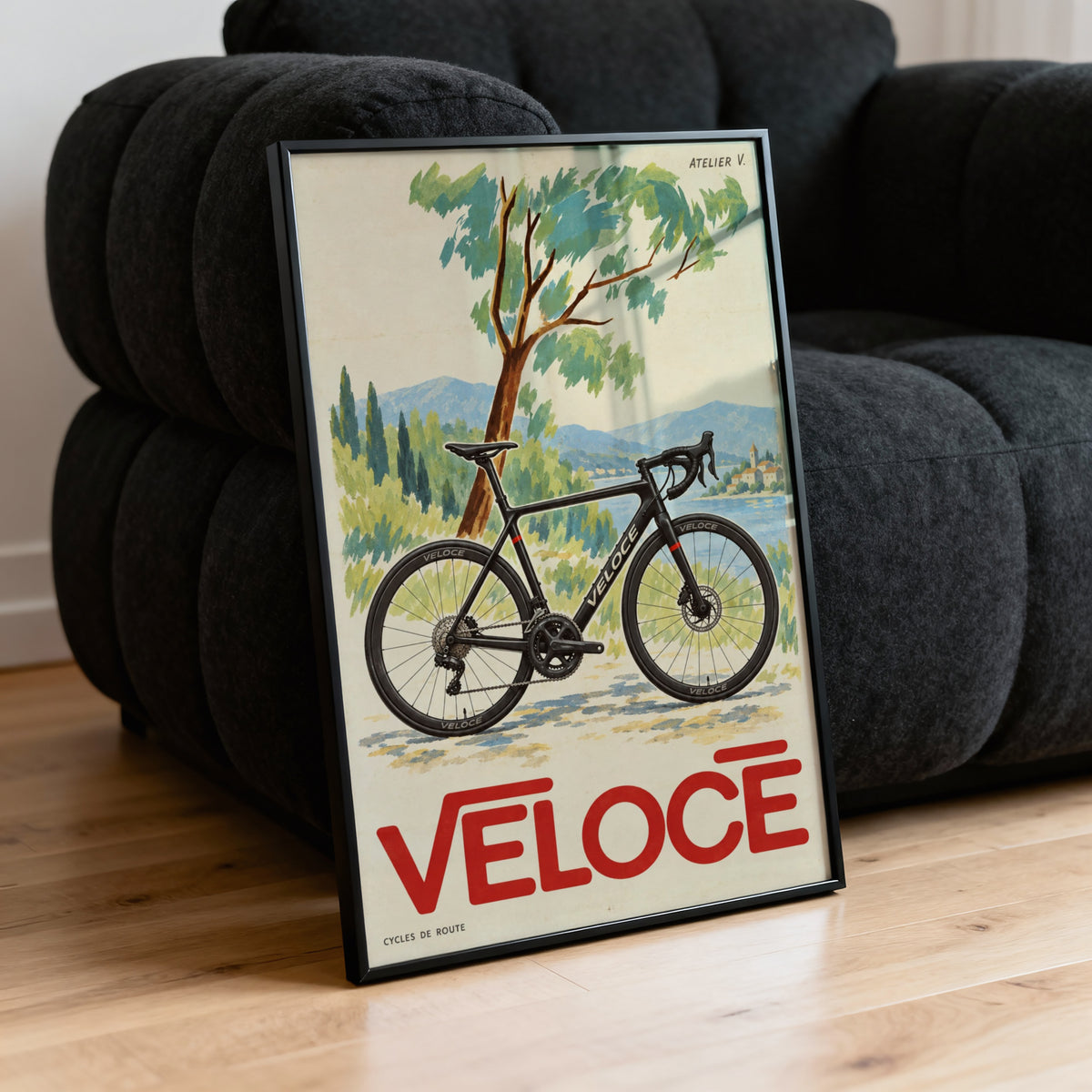 Vintage Cycling Poster, Road Bike Wall Art, Veloce Print