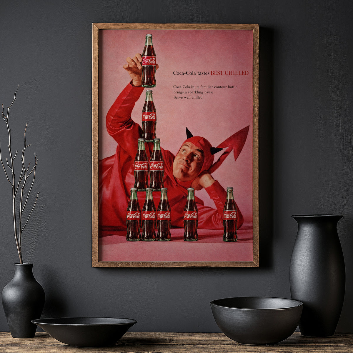 Vintage Coca Cola Devil Poster, Retro Advert Wall Art, Print