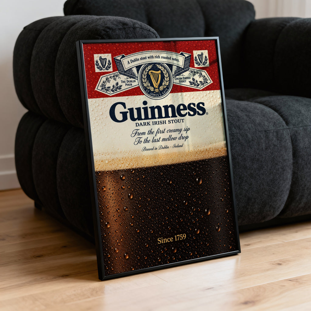 Vintage Guinness Print, Irish Stout Beer Poster, Pub Art