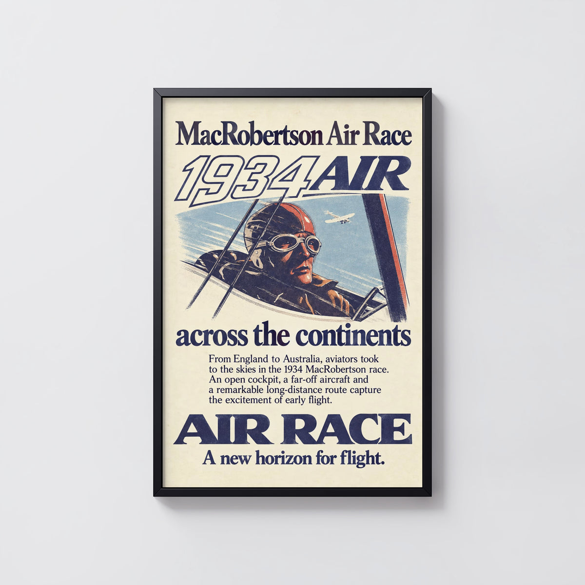 Vintage Aviator Poster, Air Race Wall Art, 1934 Print