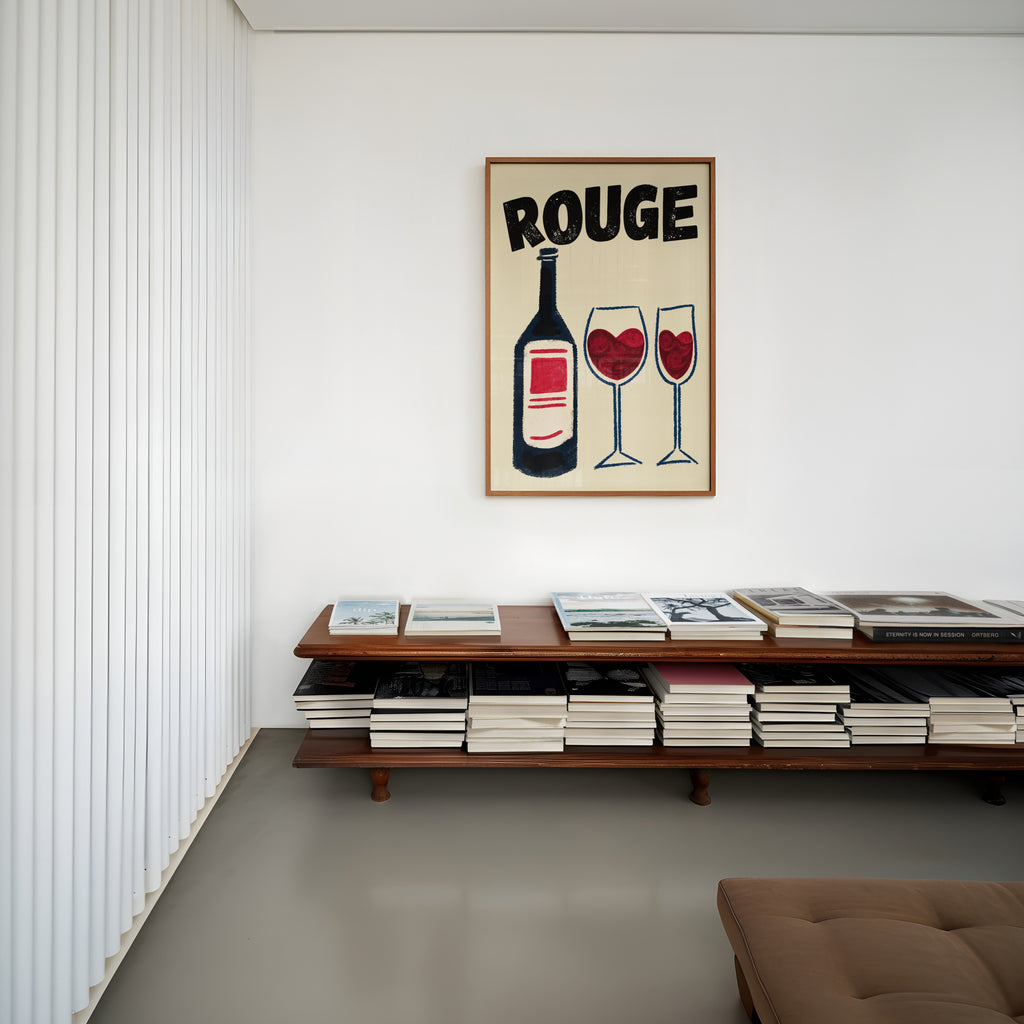 Vintage Rouge Red Wine Print Poster, Kitchen Wall Art