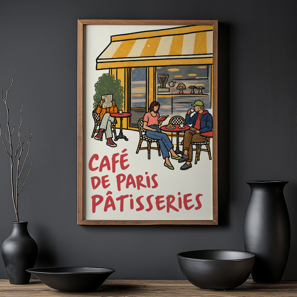 Vintage Coffee Print and Poster, Paris Cafe Wall Art