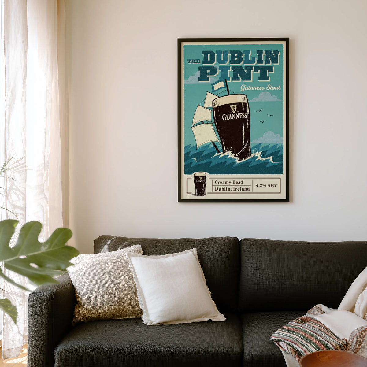 Vintage Guinness Print, Dublin Pint Beer Poster
