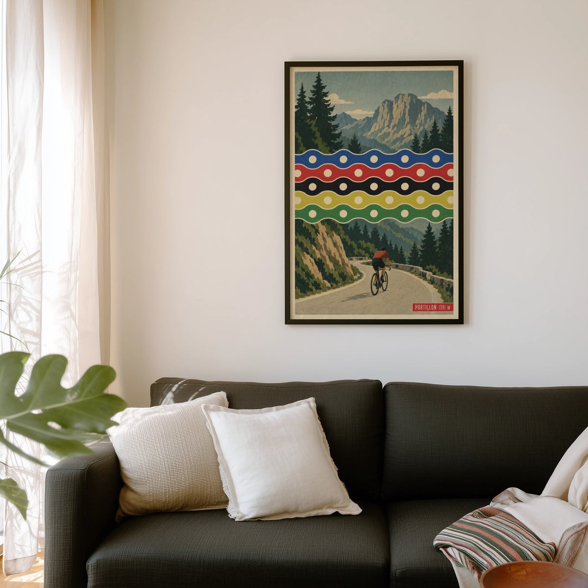 Vintage Portillon Cycling Poster, Mountain Road Wall Art
