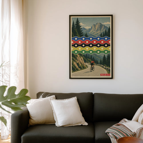 Vintage Portillon Cycling Poster, Mountain Road Wall Art