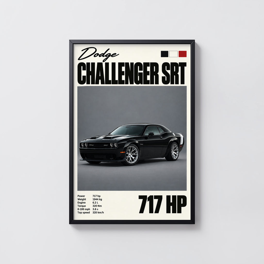 Vintage Dodge Challenger SRT Print, Muscle Car