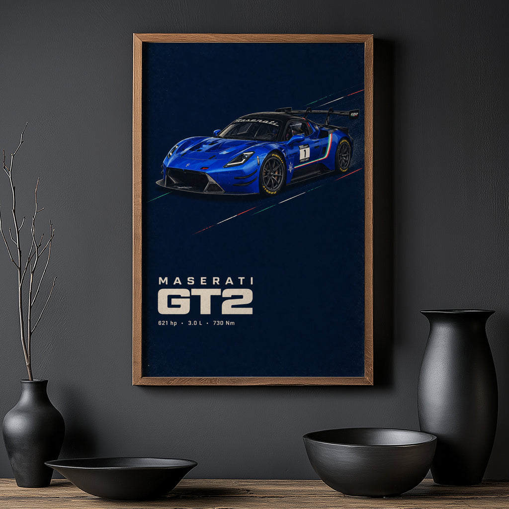 Vintage Maserati GT2 Print, Race Car Wall Art