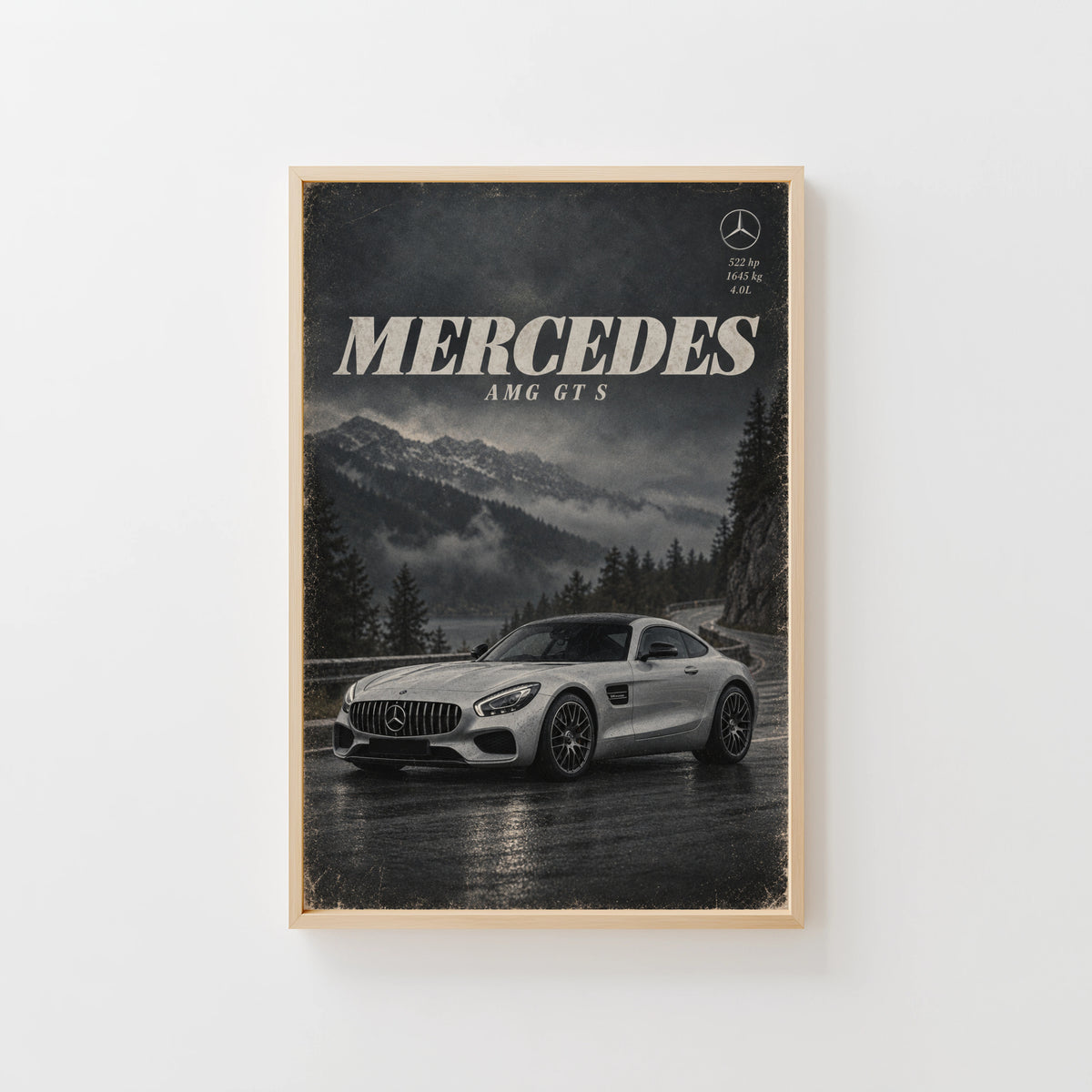 Vintage Mercedes AMG GT S Print, Car Wall Art